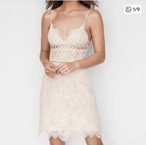 Victoria's Secret Ivory Lace Slip Mini Dress Size Large